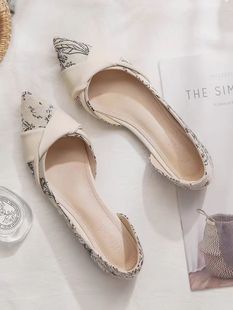 羊皮版~浅口尖头平底侧空晚晚温柔风配裙子的鞋子气质单鞋女夏季