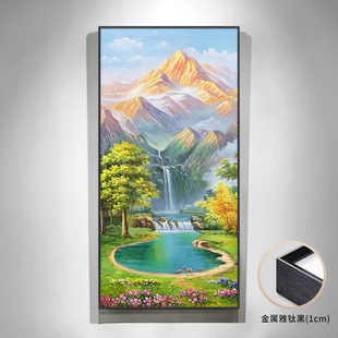 手绘油画日照金山客厅玄关挂画沙发背景墙装 饰画现代简约