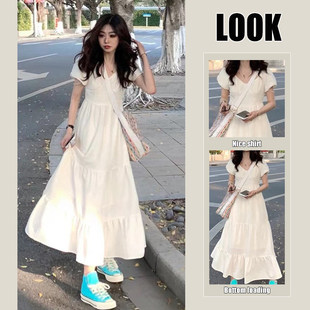 掐腰裙子女装 长裙梨形身材穿搭短袖 今年流行爆款 连衣裙子2026新款