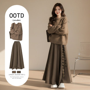 江浙沪富家千金裙裤 美拉德针织毛衣连衣裙子2025新款 今年流行爆款