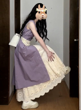 法式高级感紫色连衣裙 2025新款甜美A字长裙 韩系富家千金风格