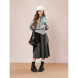 【雾与渡鸦】卫衣+裙子+腰封三件套2025秋卫衣学院套装（不含衬衣