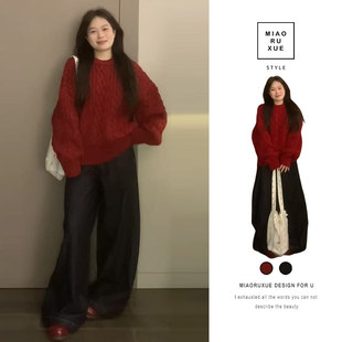 超火穿搭配一整套韩系巨好看 2026新款 圣诞红色两件套 女装 深冬季