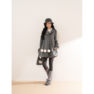 【灰樱果酱】小个子甜美清新可爱围巾式外套+短裙两件套装冬季女