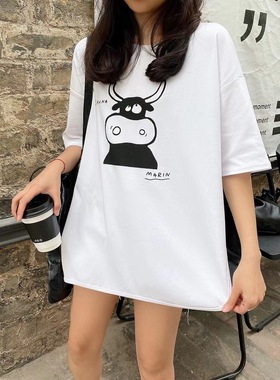 beyourself新款设计感白色侧开叉T恤女短袖洋气减龄上衣港味小众