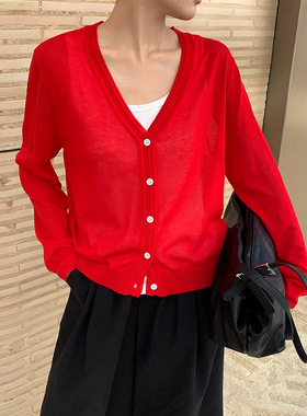 MOXI 春季2026新款韩系东大门V领长袖毛织针织修身显瘦衫外套上衣