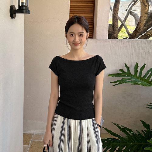 t恤女ulzzang韩系气质露肩高级感