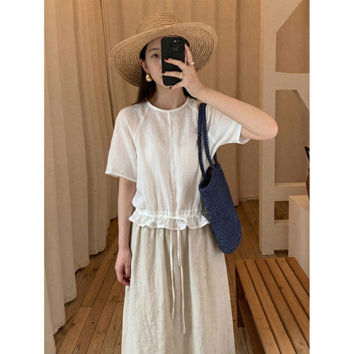 木耳边下摆小衫女上衣2026年夏款