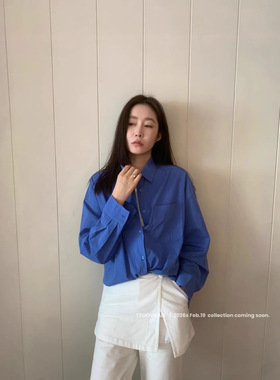 T.TOO VOUIS春新款ulzzang背心拼接宽松长袖条纹衬衫女假两件上衣