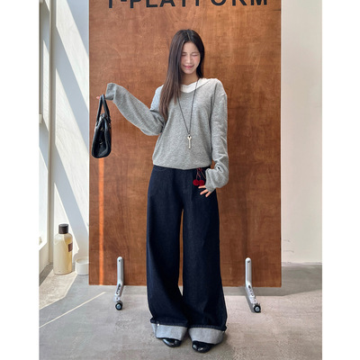 拖地长裤显腿长遮胯牛仔裤