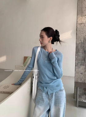 TTOO VOUIS春季2026新款上衣套装外穿吊带背心修身针织衫两件套装