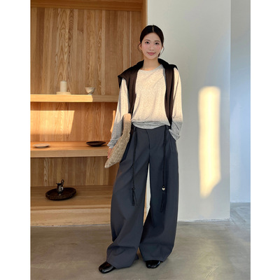 遮胯显瘦简约弯刀阔腿裤西装裤