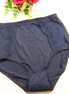 冰丝/牛奶丝面料 女士高腰三角内裤 妈咪裤 弹性好 深蓝色*S,