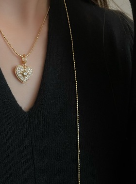 s925纯银八芒星爱心满钻吊坠