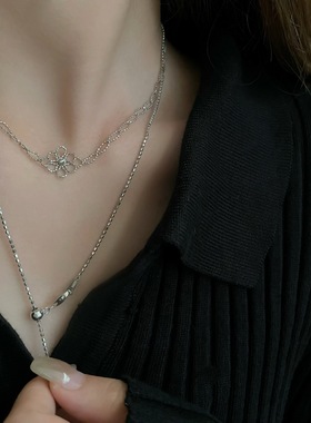 S925纯银中古蕾丝雏菊锁骨链