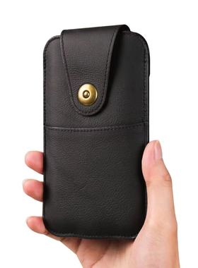 6.5/7.2寸适用于oppoa11真皮套手机包vivoZ5华为荣耀9x腰包穿皮带