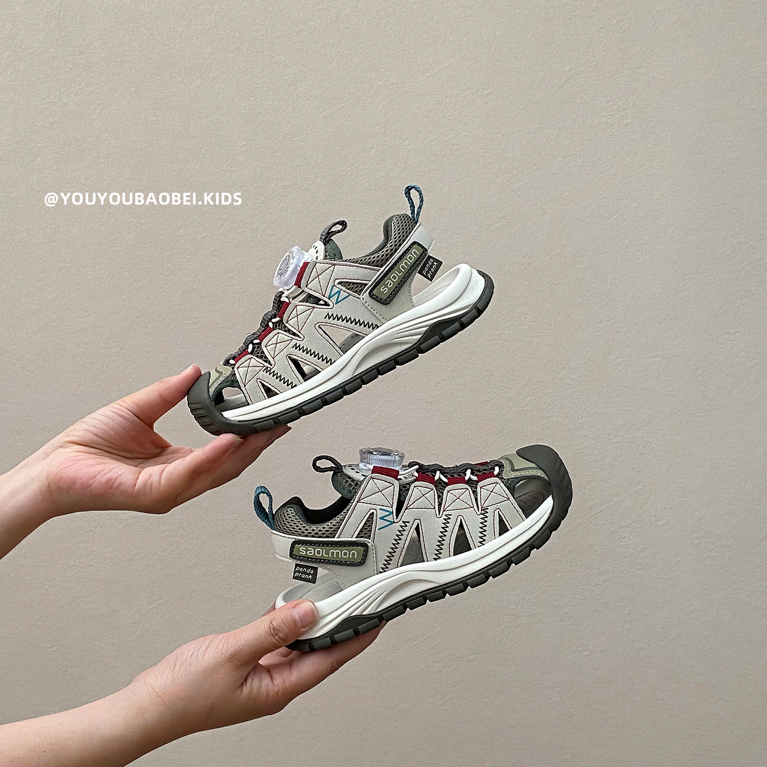 儿童运动凉鞋夏季户外包头沙滩鞋男女童镂空老爹框子鞋中大童学生