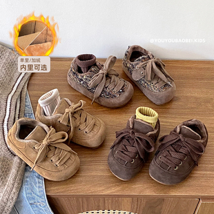 韩版儿童勃肯鞋秋冬新款女童单鞋复古软底宝宝棉鞋二棉男童面包鞋