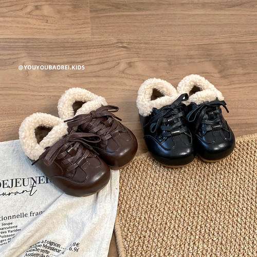 低帮儿童皮面低帮小棉靴保暖洋气