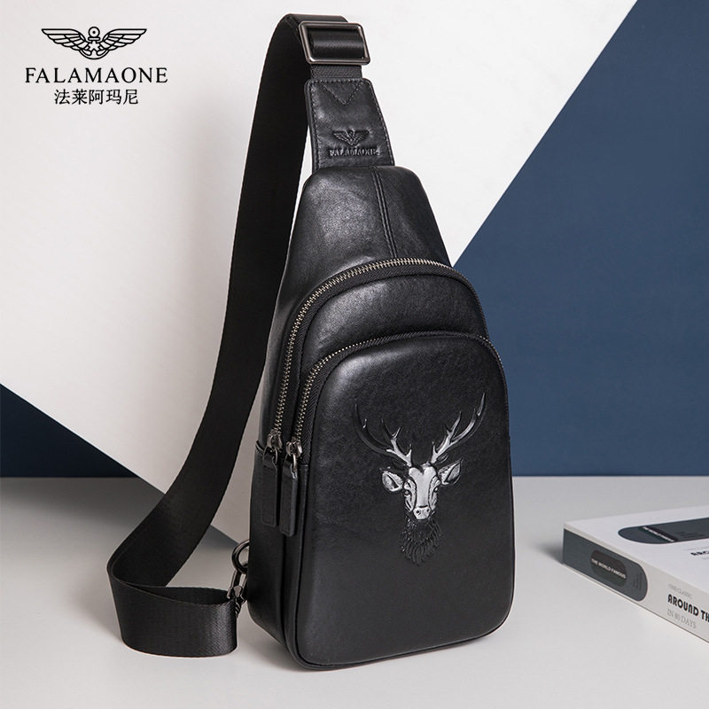 亏本清仓真皮法莱阿玛尼男斜挎包休闲时尚通勤百搭男包单肩包男士