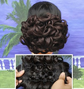 假发女拉花旗袍造型发髻古装影楼拍照卷发包发圈头花复古盘头