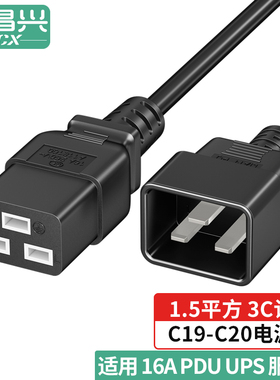 PDU UPS服务器电源延长线C19-C20电源线C19转C20国标16A3*2.5平方