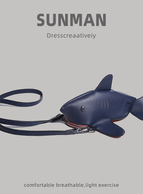 卡通小包男女个性设计感斜挎包迷你搞怪鲨鱼包创意钥匙手机耳机包