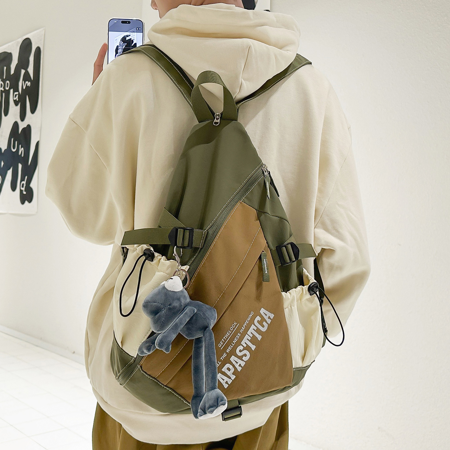 潮牌弓箭包男款多用斜挎包轻便通勤双肩包女户外运动骑行背包胸包