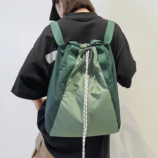 轻便运动双肩包女抽绳束口袋多用手提斜挎包旅行背包男款学生书包