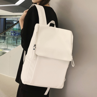 电脑包双肩包PU书包女大学生大容量笔记本背包时尚 潮流旅行包男款