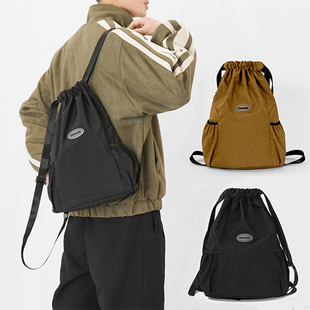 抽绳双肩包女2026新款 束口袋运动轻便双肩包旅行登山包男户外背包