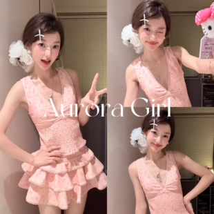 『Aurora Girl』泳衣少女显瘦泡温泉分体裙式纯欲分体泳衣泡温泉