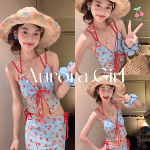 泰国少女樱桃保守裙式比基尼