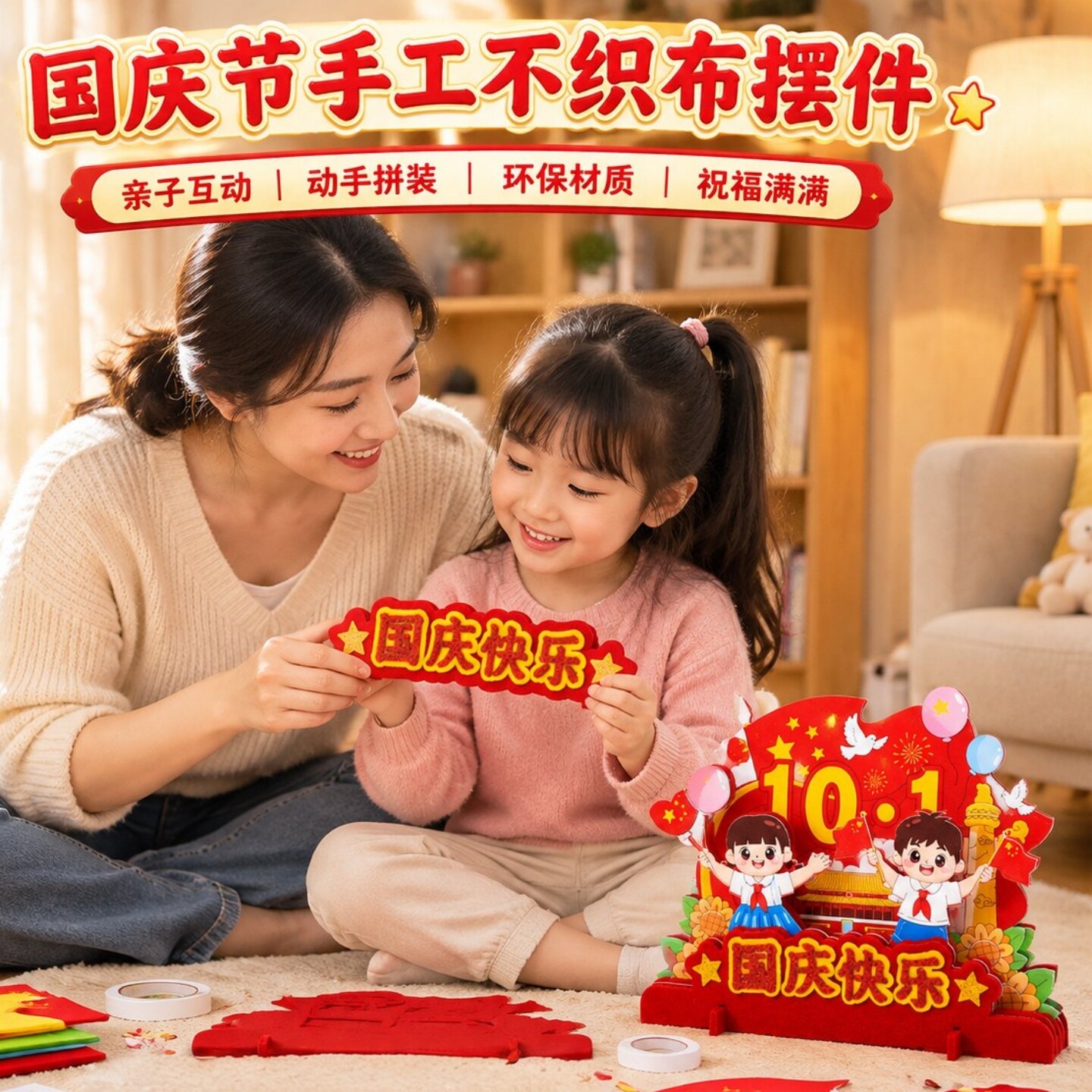 国庆节手工不织布摆件儿童DIY