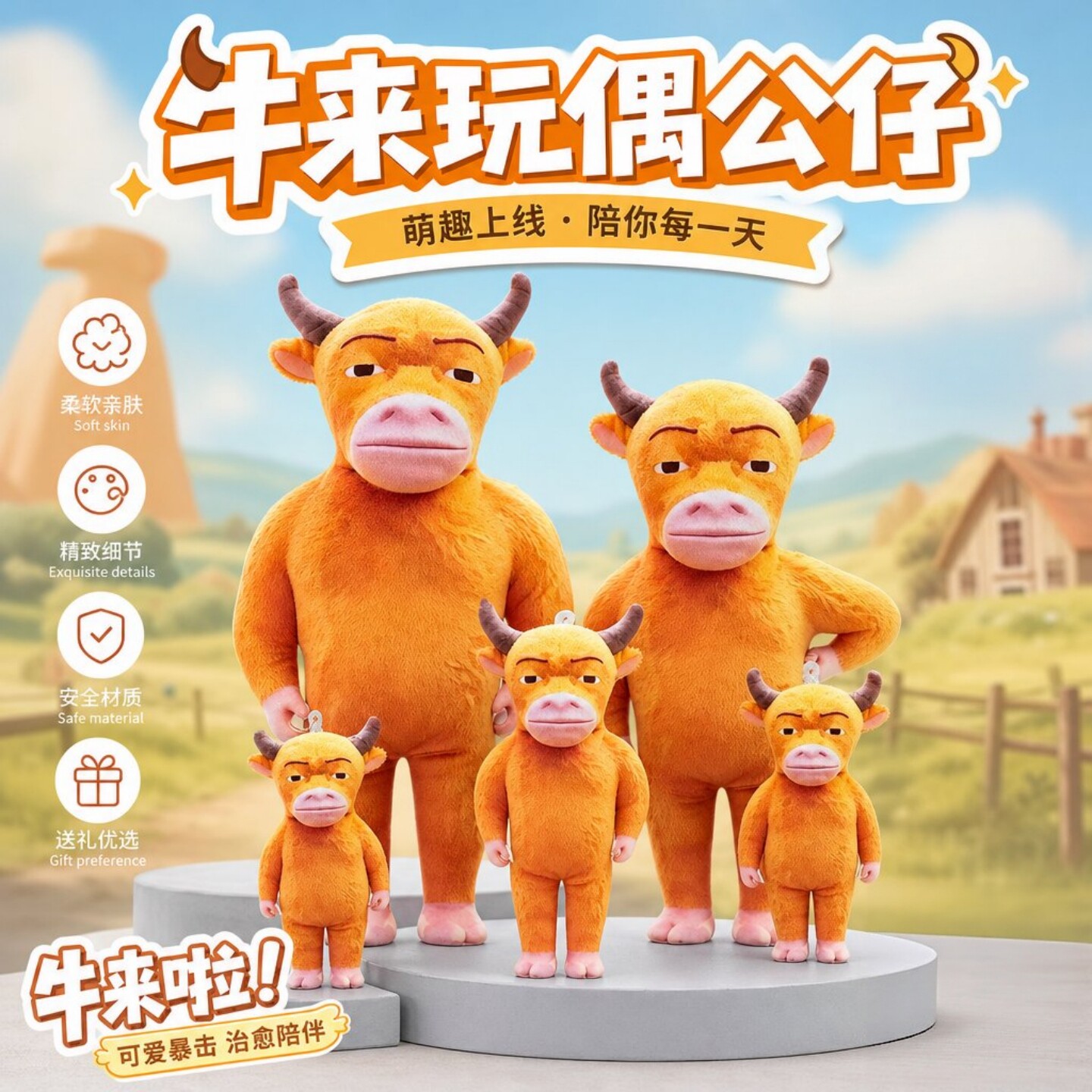 搞怪牛来玩偶毛绒玩具公仔挂件