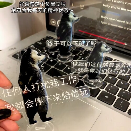 负鼠立牌亚克力桌面摆件
