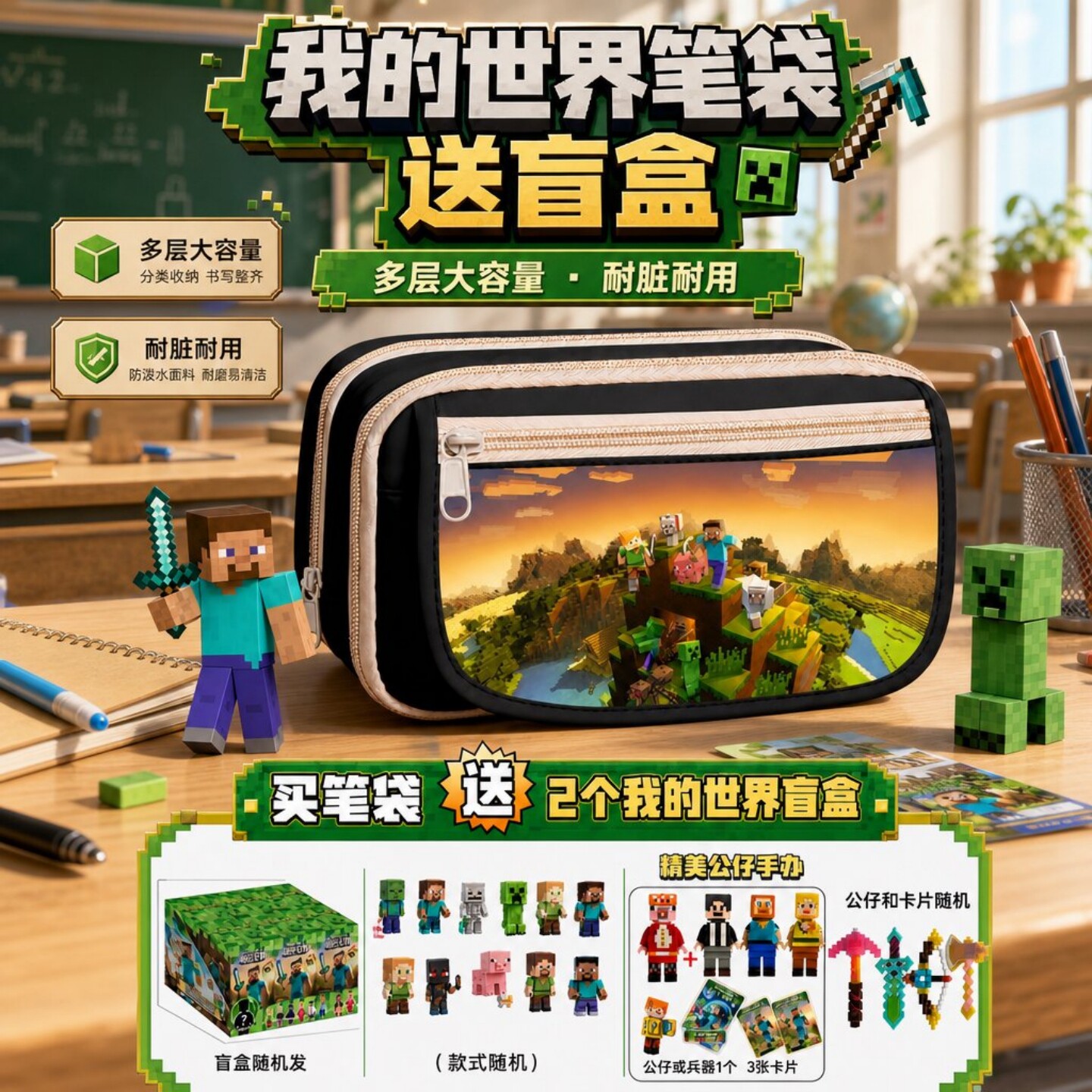 我的世界笔袋送盲盒公仔图片