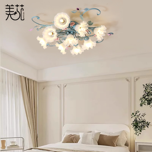 手工铁艺田园风吸顶灯卧室灯