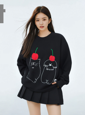 i.t ccaabb【男女同款】潮牌趣味卡通烫画宽松圆领卫衣