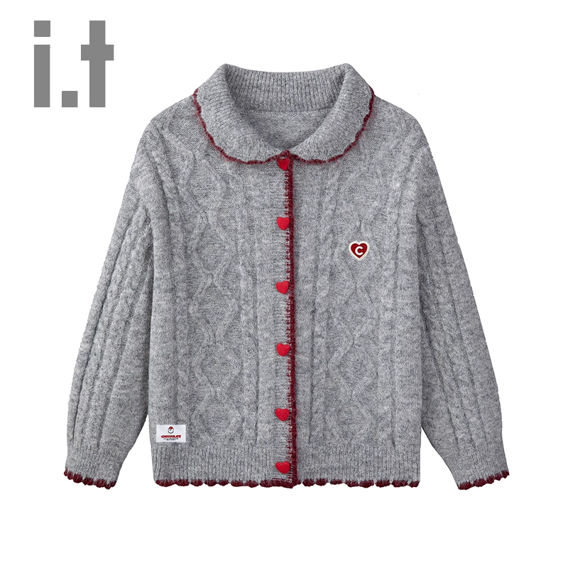 it爱心扣毛衣女慵懒风显瘦
