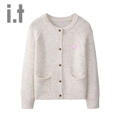 it:CHOCOOLATE简约百搭圆领长袖针织衫女式春秋新款宽松毛衣外套