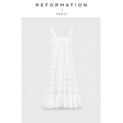 【现货】About Reformation海边的仙女！长裙立体压褶轻盈连衣裙