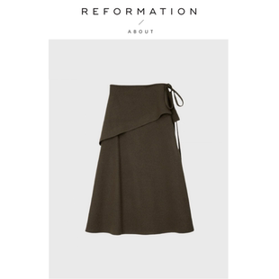 Life浪漫文艺绵羊毛可拆卸腰封高腰A型毛呢半身裙 Rouje 现货