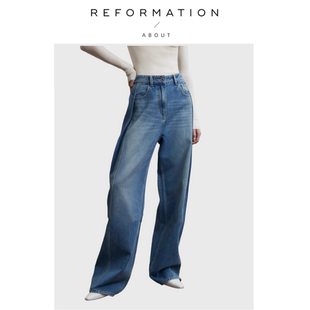 Reformation高支棉高腰显瘦牛仔裤 About 休闲直筒阔腿裤 现货