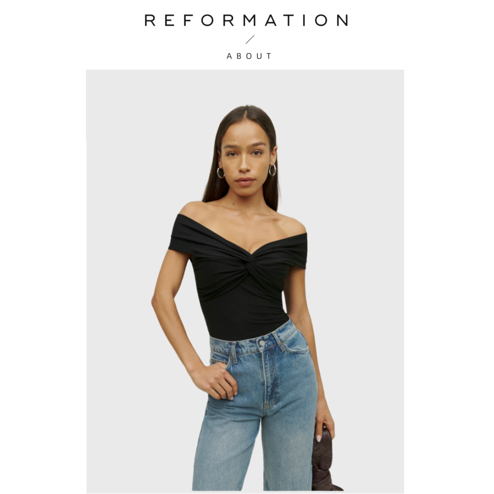 【现货】About Reformation纯色V领针织露肩修身短款上衣性感辣妹