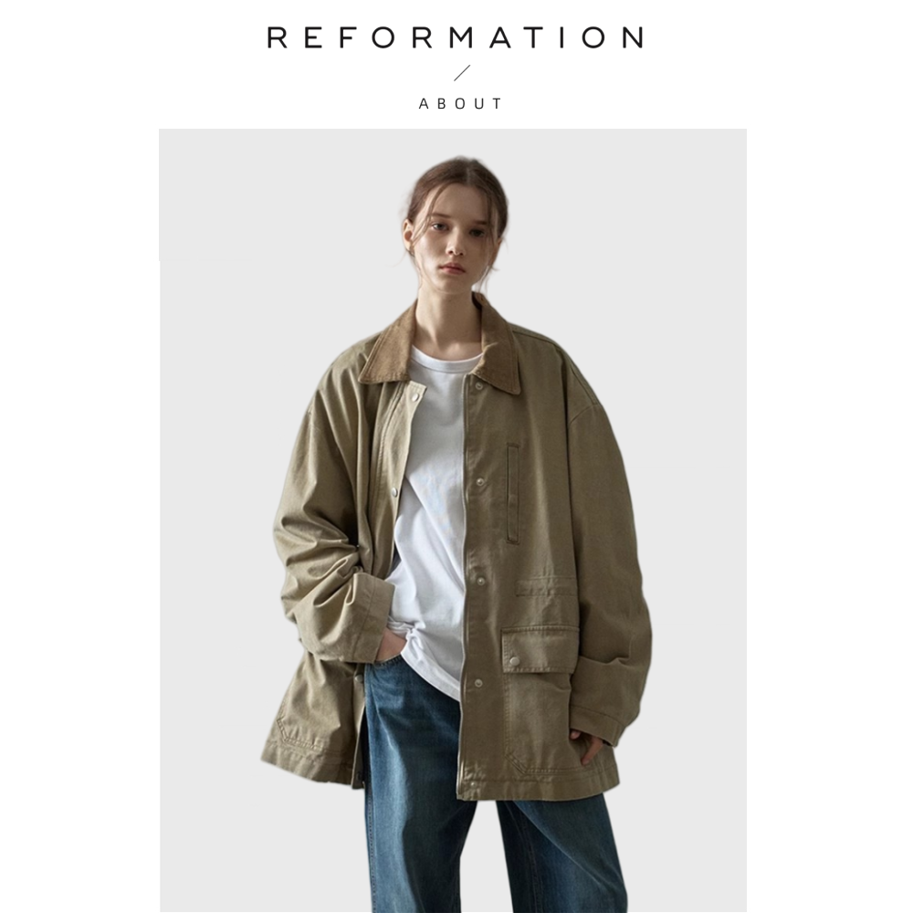 【现货】About Reformation夹克外套女宽松小众休闲工装显瘦风衣