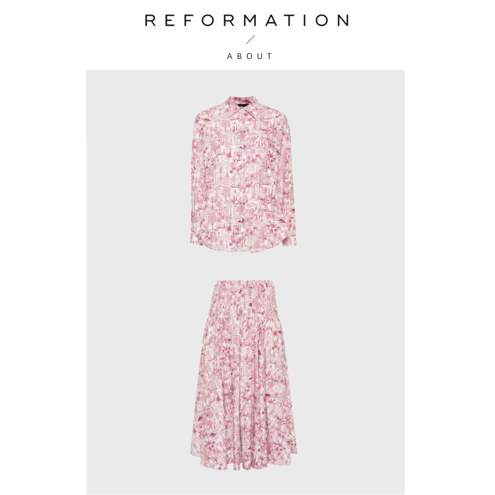 【现货】About Reformation海报款！花卉套装秋海岛休闲衬衫半裙