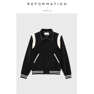 Reformation撞色拼接灯芯绒棒球服夹克休闲外套潮 About 现货