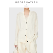 Reformation极奢云柔羊毛时髦双层领扭褶开衫 About 上衣 现货