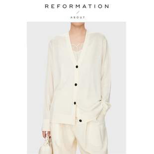 Reformation极奢云柔羊毛时髦双层领扭褶开衫 About 上衣 现货